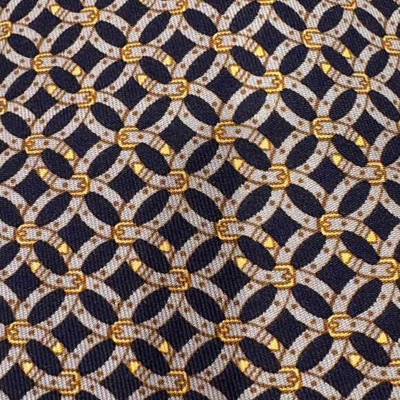 Hermes Mens Silk Necktie Made in France Luxury Equestrian Belt Blue Gray - Picture 4 of 10